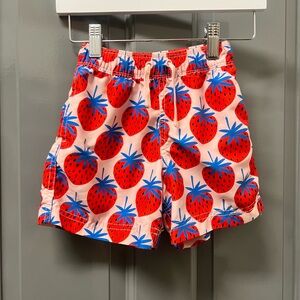 Hanna Andersson Red and Blue Strawberry Swim Trunks